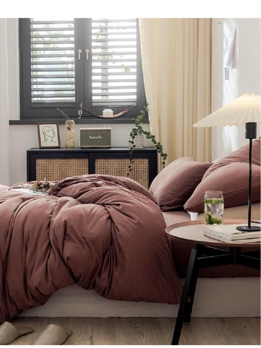 Jersey Knit Cotton Soft Brick Red Duvet Cover Set - QUEEN